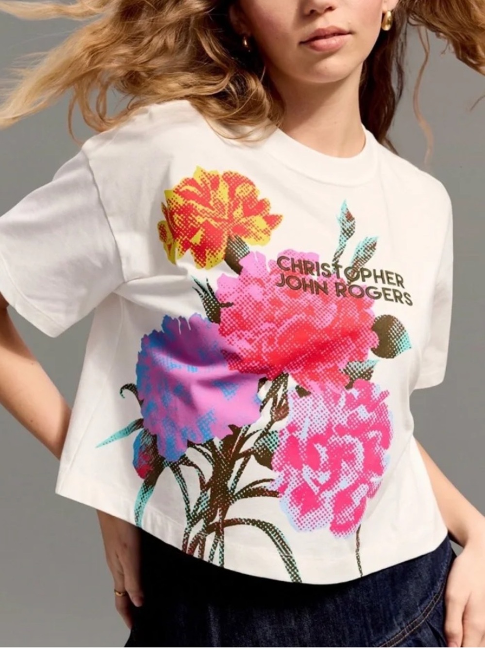 Christopher John Rogers x Old Navy Cropped Floral Graphic Tee